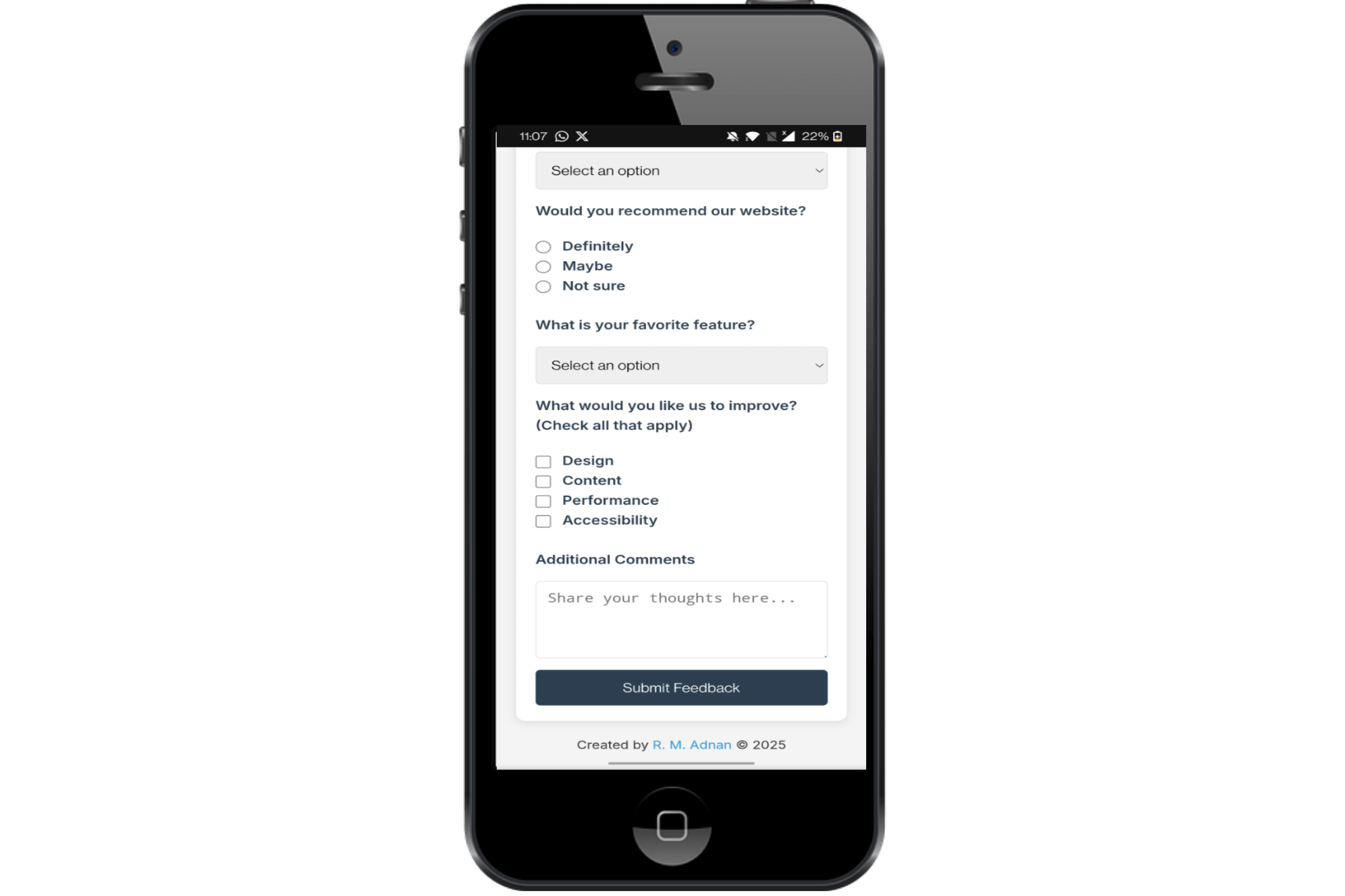 Survey Form Desktop View